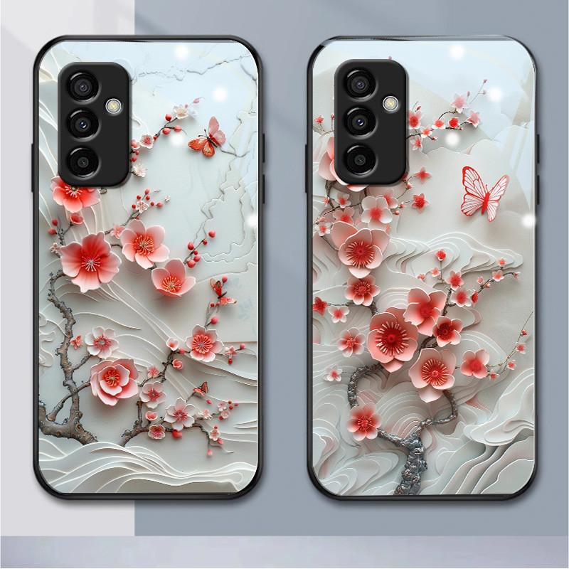 เคสโทรศัพท์มือถือแบบแก้ว เรียบง่าย สําหรับ Samsung A345G A01 A02 M02 A03 A04 A11 M11 A135G A04S A14 