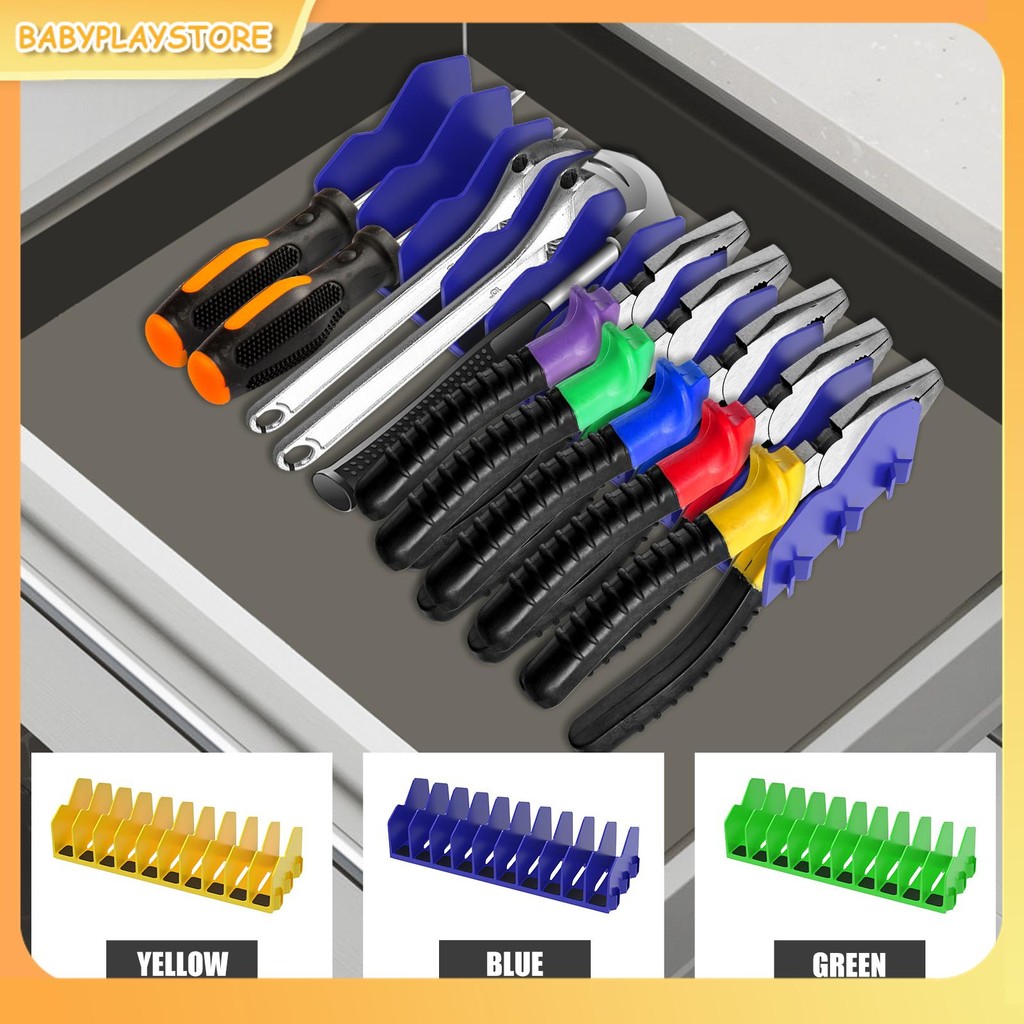 Plier Organizer Rack 10 ช่องเครื่องตัดคีม Organizer Rack ประหยัดพื้นที่ Plier Organizer ฐานยางกันลื่