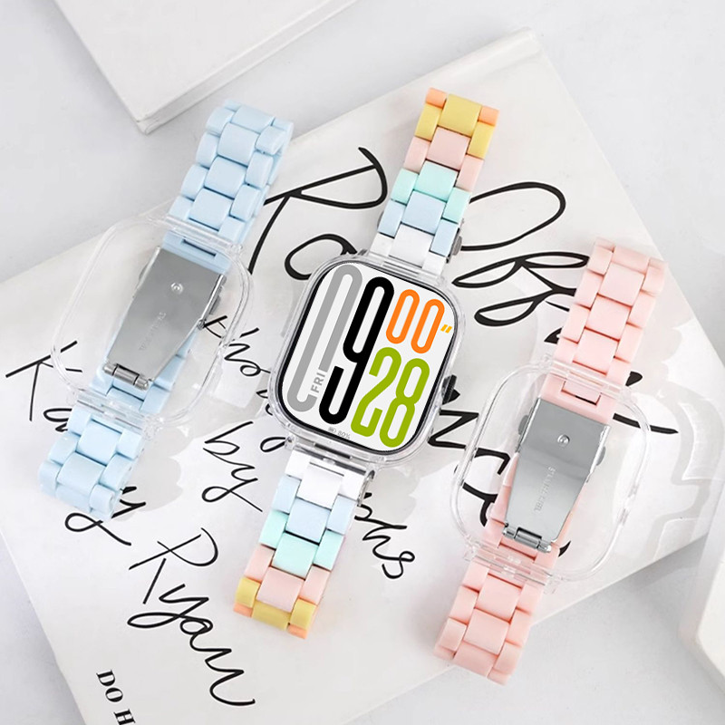 สายรัดเรซินสีลูกกวาด Macaron สําหรับ Xiaomi Redmi Watch 5/4 เปลี่ยนสายนาฬิกาข้อมือแบบมีเข็มขัด