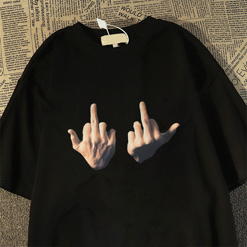 Pofloret เสื้อสตรีท ผ้าคอตตอน100% สไตล์ฮิปฮอป เรโทร ใส่ได้ทั้งผู้ชายผู้หญิง I002355