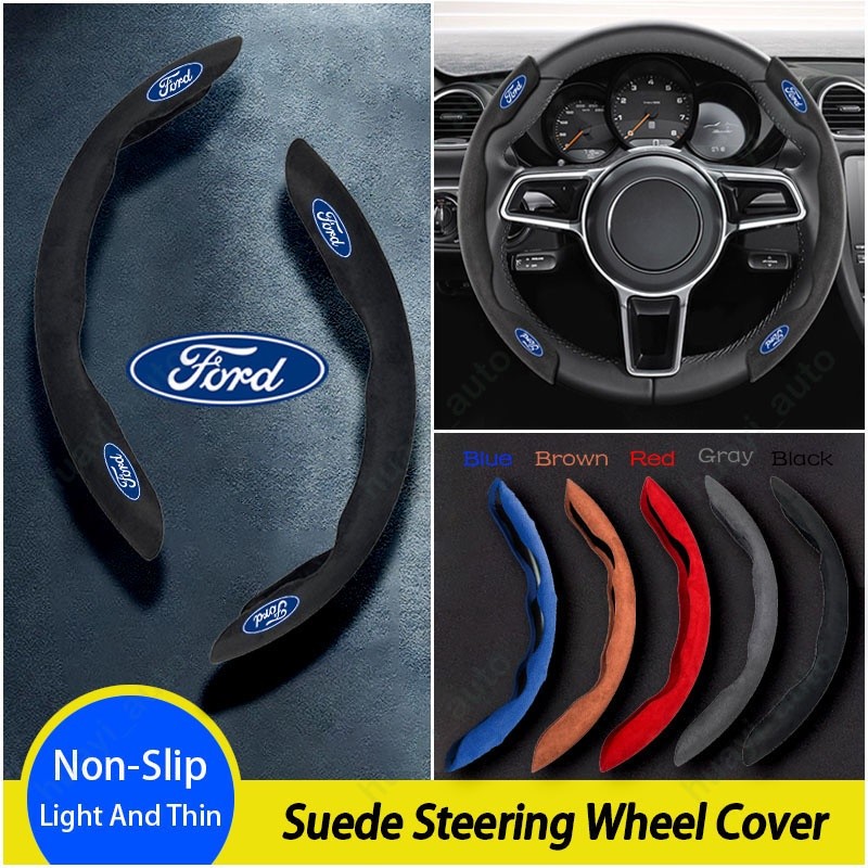 [ข้อเสนอเวลาจํากัด] ฝาครอบพวงมาลัยหนังนิ่มคุณภาพสูง Ford อุปกรณ์ตกแต่งรถยนต์สําหรับ Ranger Bronco Focus Kuga Ka EcoSport Territory Transit F-Series Maverick