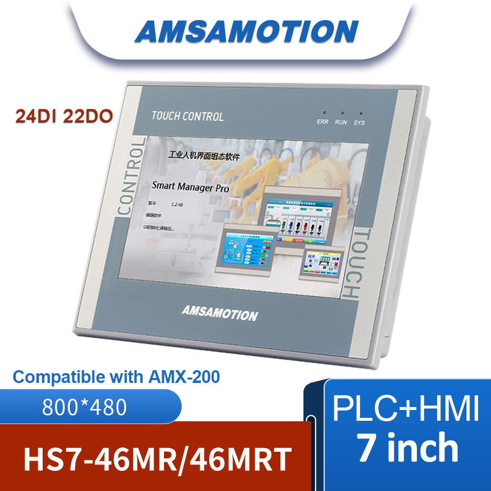 7 นิ้ว AMSAMOTION HMI PLC All in One เครื่องเปลี่ยน AMX-S7-200 MT070IE 24I 22O Ethernet Monitor CNC 