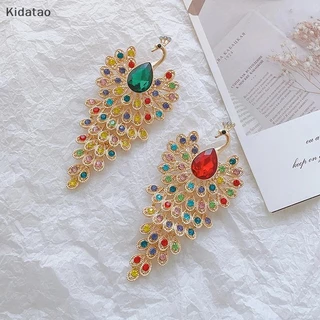 Kidatao แฟชั่น Rhinestone นกยูงเข็มกลัดสําหรับผู้หญิง Coat Party เครื่องประดับของขวัญใหม่