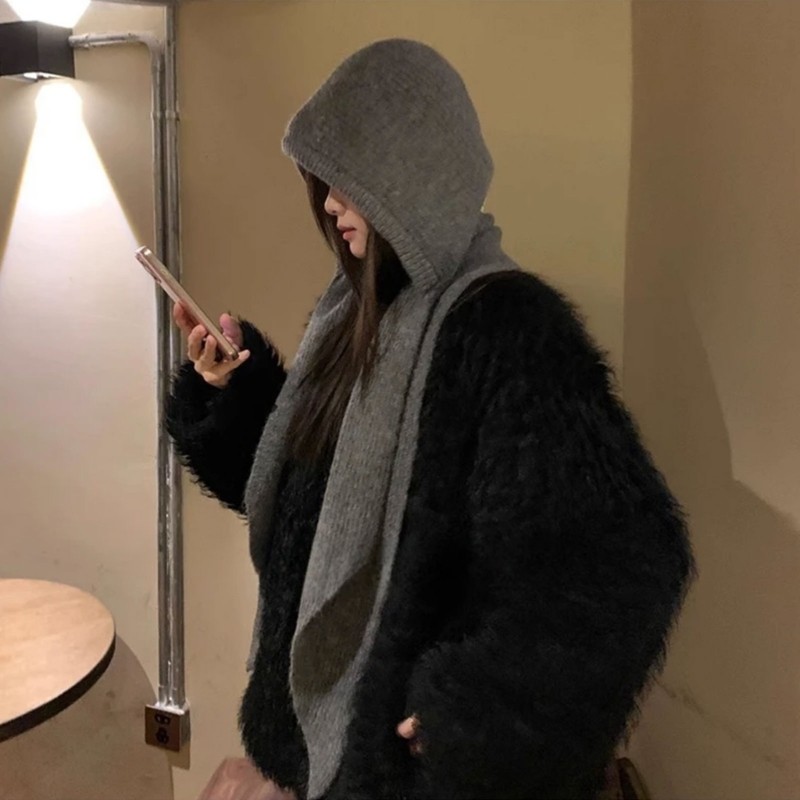 Boom ถัก Beanies หมวกสําหรับผู้ใหญ่ All Matching คอ Gaiter หมวกโครเชต์ผ้าพันคอหมวกฤดูหนาวที่อบอุ่นหู Flap หมวกสําหรับ - รูปที่ 2