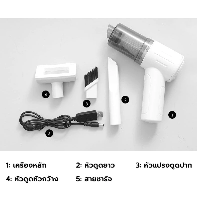 เครื่องดูดฝุ่นไร้สายพกพา 12000Pa สำหรับรถยนต์และบ้าน thumbnail 5