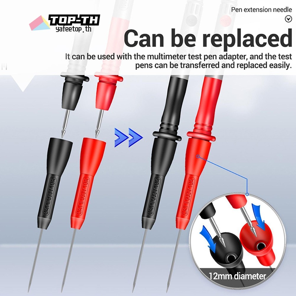 ⭐ยาฟีทอป⭐2 ชิ้นมัลติมิเตอร์ทดสอบตะกั่ว Extention กลับ Probe เข็ม Pins