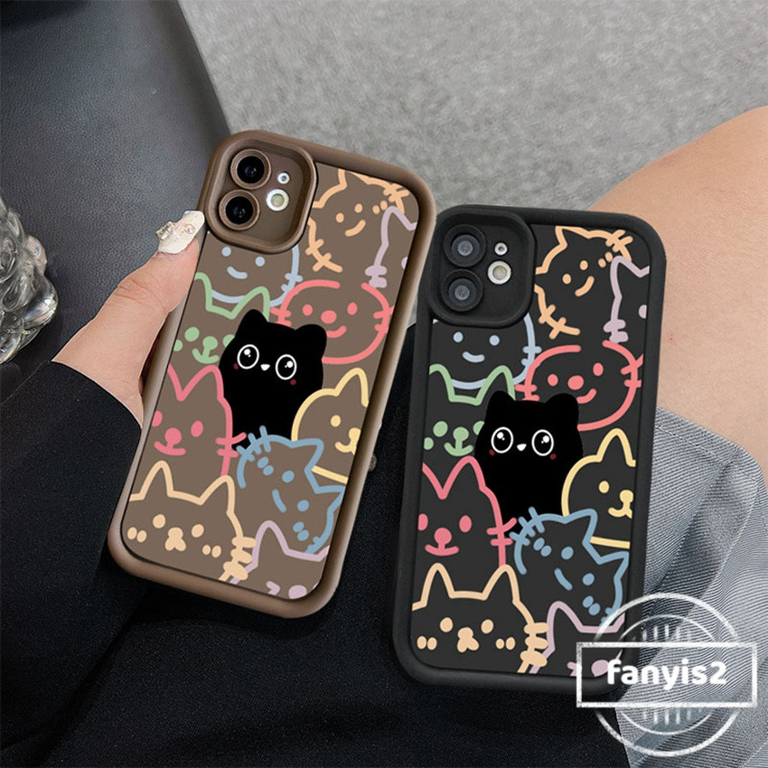 เคสโทรศัพท์มือถือ ป้องกันเลนส์ ลายแมวน่ารัก หลากสี สําหรับ OPPO A38 A18 A58 A78 A17 A17k A57 A5s A76 A96 A16s A15 A15s A16k A77s A7 A3s A5 A9 A54 A74 A95 A94 A93 A53 A33