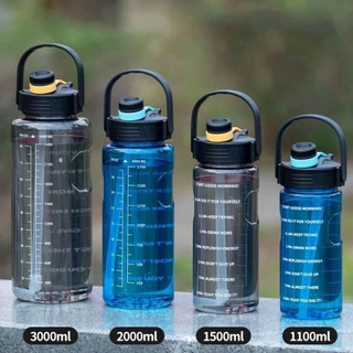 FARL ขวดน้ํากีฬา, 1.5L/2L/3L พร้อมขวดเครื่องดื่มมาร์กเกอร์เวลา, เหยือกน้ํารั่วซึมความจุขนาดใหญ่น้ําหนักเบา