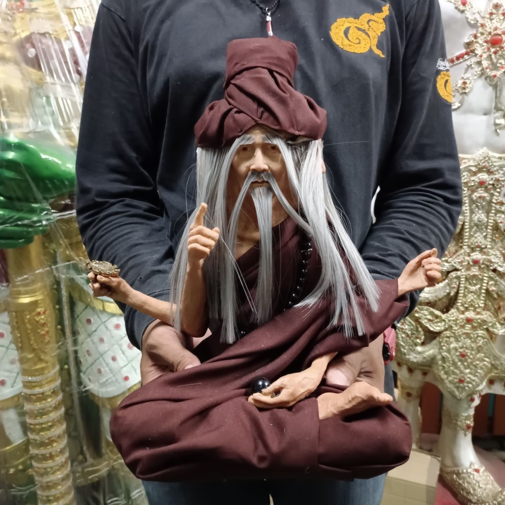 ฤาษีพรหมเมศ ปู่ฤาษี4หน้า งานไฟเบอร์หุ่นขี้ผึ้งตลาดหน้าตัก 9 นิ้ว องค์เสมือนคนมากๆ