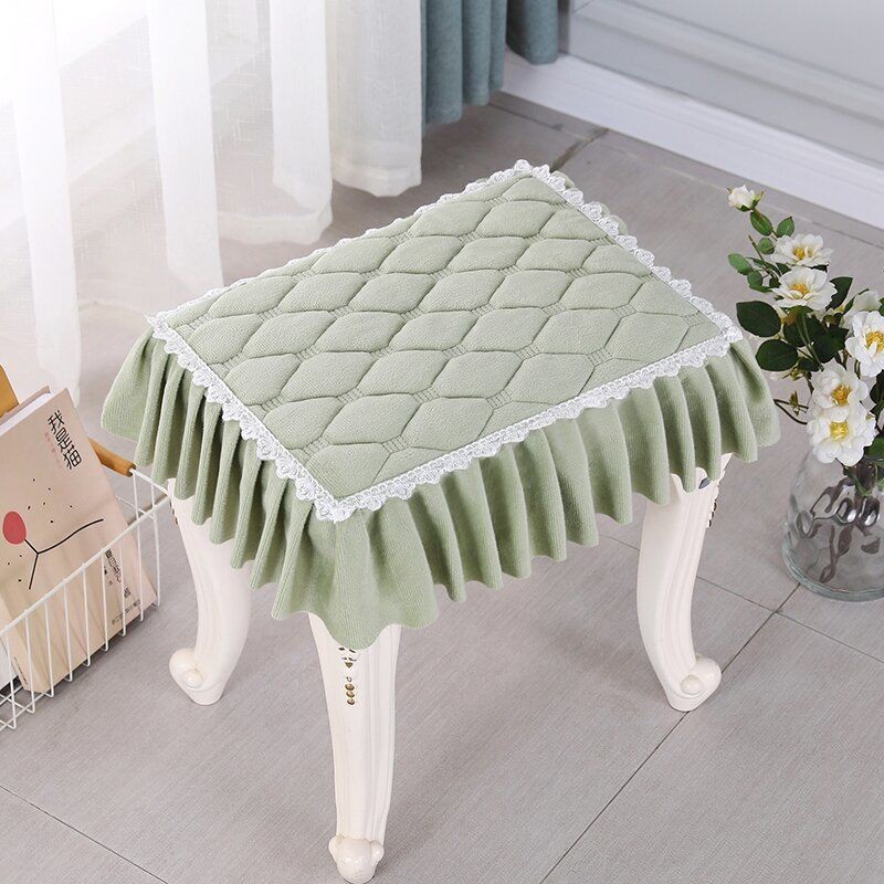 in stock#Thickened Dressing Table Stool Pad Makeup Chair Cover Piano Stool Cover Square Stool Cover Rectangular Student Cushion12cc