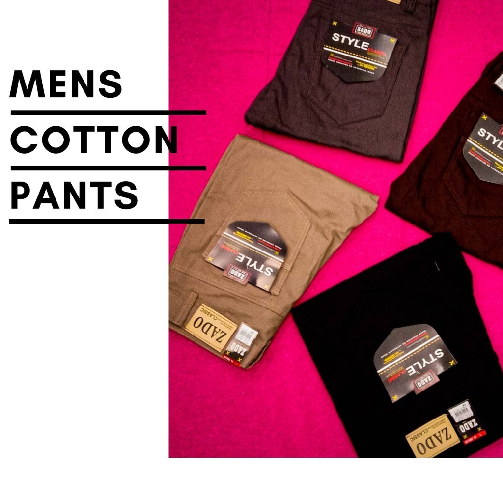 MEN COTTON PANTS REGULAR FIT SLACK COTTON PANTS SELAKI RAEDY