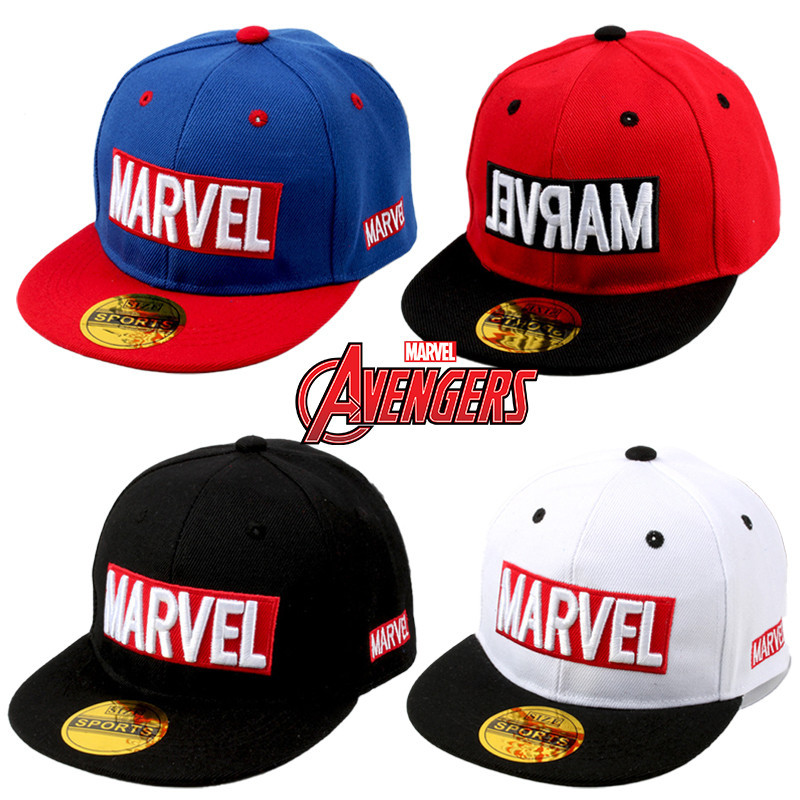หมวกเบสบอล ปักลายตัวอักษร Marvel ปีกแบน ขนาด 50-54 ซม. เหมาะกับของขวัญวันเกิด สําหรับเด็กผู้ชาย และเด็กผู้หญิง