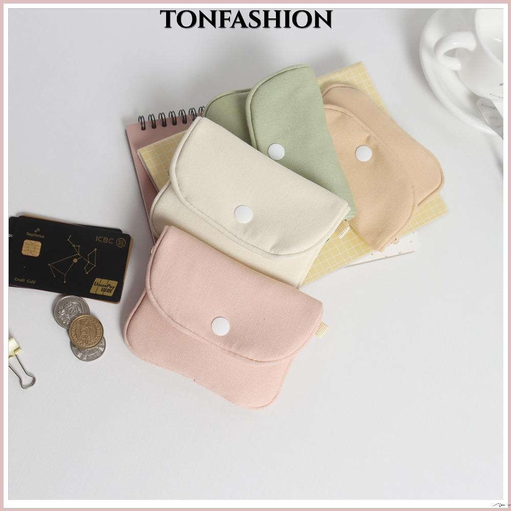 Tonfashion กระเป๋าสตางค์ ผ้าฝ้ายนิ่ม น้ําหนักเบา ขนาดเล็ก แบบพกพา สีพื้น สําหรับใส่เครื่องสําอาง ลิปสติก
