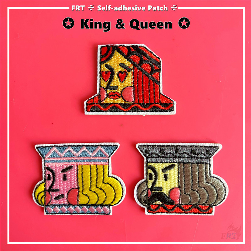 ☸ แผ่นสติกเกอร์ Q King &amp; Queen มีกาวในตัว ☸ แผ่นแพทช์รีดติดเสื้อผ้า กระเป๋า DIY สําหรับตกแต่งเสื้อผ้า 1 ชิ้น 3 ชิ้น