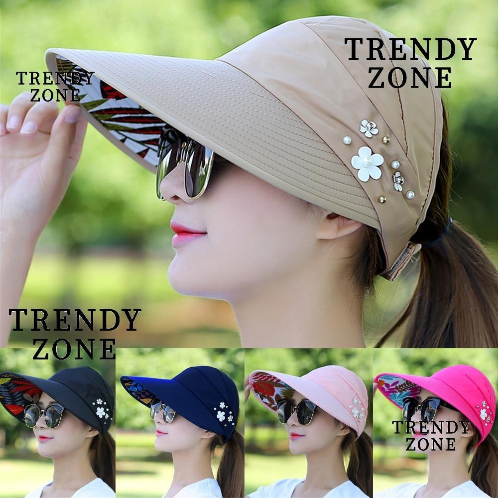 Trendyzone หมวกบังแดด ป้องกันรังสียูวี พับได้ ฤดูร้อน