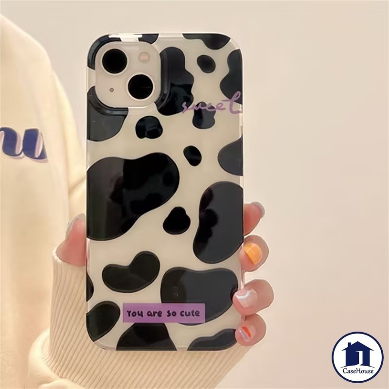 ส่งจากไทย ชัดเจน วัว พิมพ์ อ่อนนุ่ม กรณี เข้ากันได้สำหรับ iPhone 11 13 15 7 8 Plus XR 15 14 12 13 11 Pro Max X XS Max