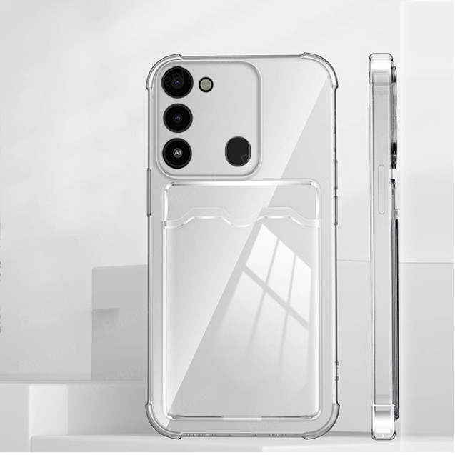 เคสโทรศัพท์มือถือแบบใส กันกระแทก พร้อมช่องใส่บัตร สําหรับ Tecno Spark 8C KG5k KG5j KG5n Spark GO 2022 KG5 KG5h