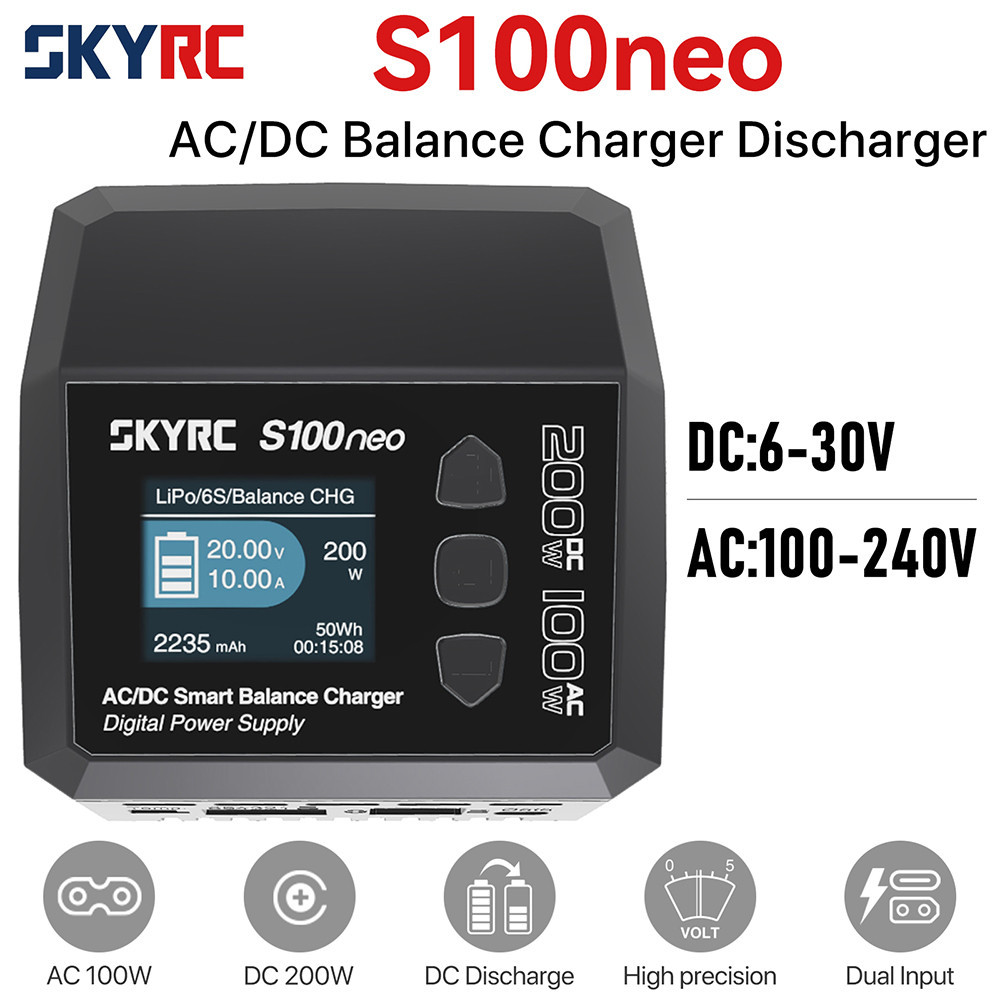 SkyRC S100neo Balance Charger AC100W DC200W 12A Smart LiPo Battery RC Charger Discharger