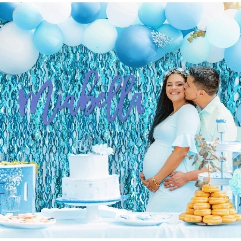 แนะนำ ผ้าม่าน ผ้าม่านฟอยล์ ลายนางเงือก ทะเล มหาสมุทร โฟรเซ่น สีฟ้า สําหรับตกแต่งปาร์ตี้ เบบี้ชาวเวอร์ ราคาพิเศษ มีเก็บเงินปลายทาง