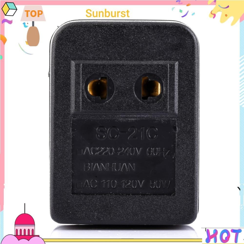 ใหม่ อะแดปเตอร์แปลงแรงดันไฟฟ้า 50W US AC 220V เป็น 110V สําหรับเดินทาง [Sunburst11.th]