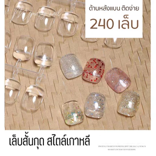 เล็บปลอม สำหรับทาสีตัวอย่าง ชาร์ตสีทาเล็บ สไตล์เกาหลี (ทรงสั้นกุด สีใส แพ็ค 240 เล็บ) *เท่ากันทุกเล็บ