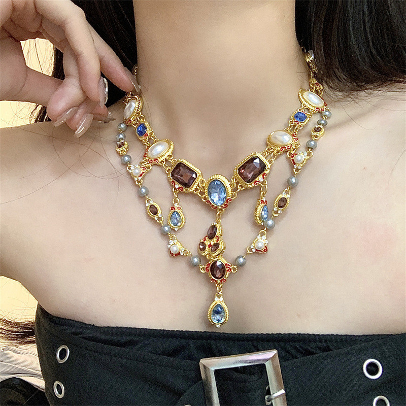 แฟชั่น Clavicle Chain-Charming Feminine Temperament Pearl Shiny พู่สี