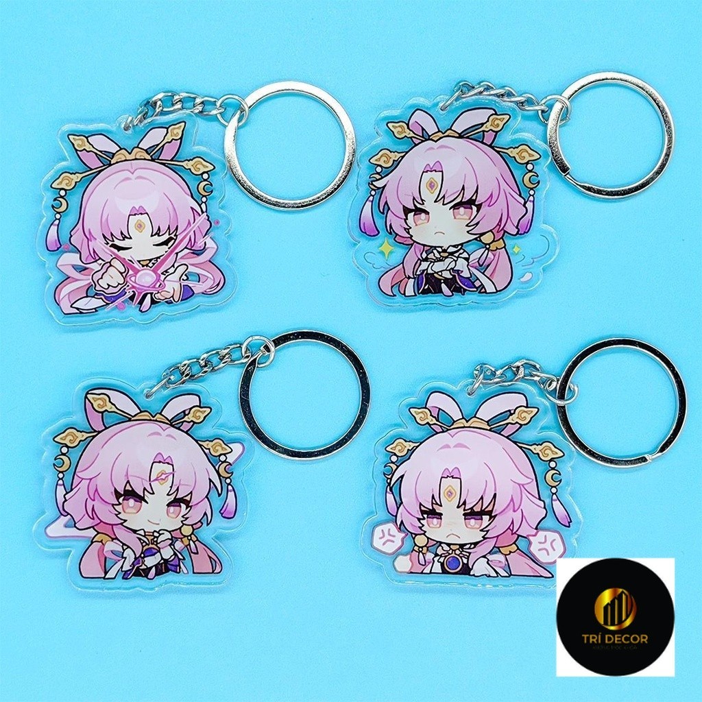 Honkai: Star Rail Fu xuan กระเป๋าเป้สะพายหลังอะคริลิคพวงกุญแจ Double-Sided Star แกะสลักรุ่น Q Fu xua