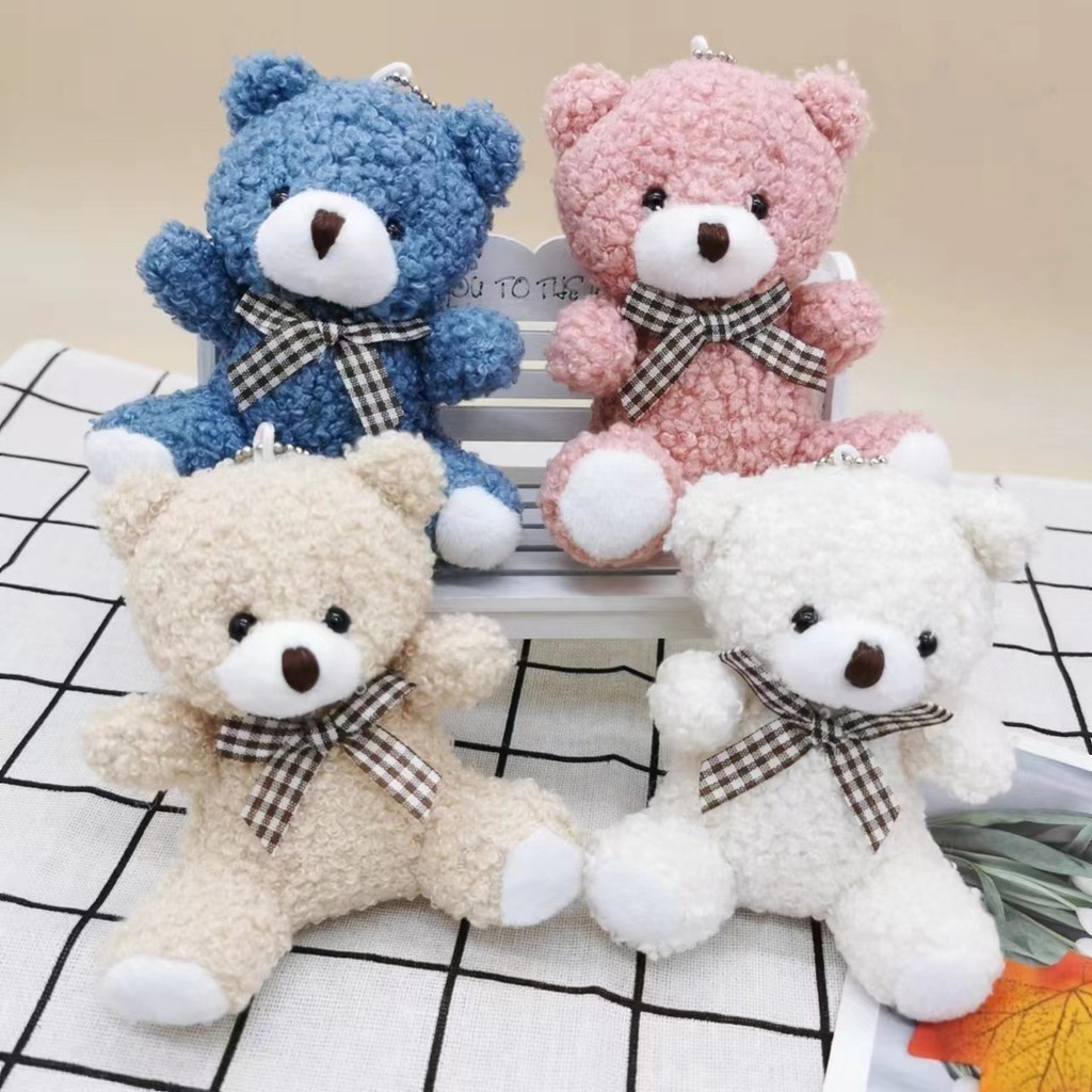 Hot#Cute Sitting Mini Little Bear Doll Teddy Bear Doll Plush Toy Key Chain Car Decoration Schoolbag Small Pendant