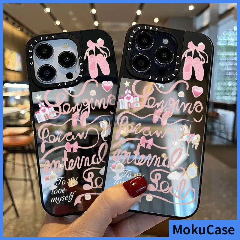 เคสไอโฟน 15/14/13/12/11 Pro max กระจกเงา สำหรับสาว ๆ บัลเล่ต์สีชมพู Compatible Case iPhone 11,12,13,14,15,16,11PM,12PM,13PM,14PM,15PM,16PM,16Plus,X/Xs, XR,7 +,8Plus
