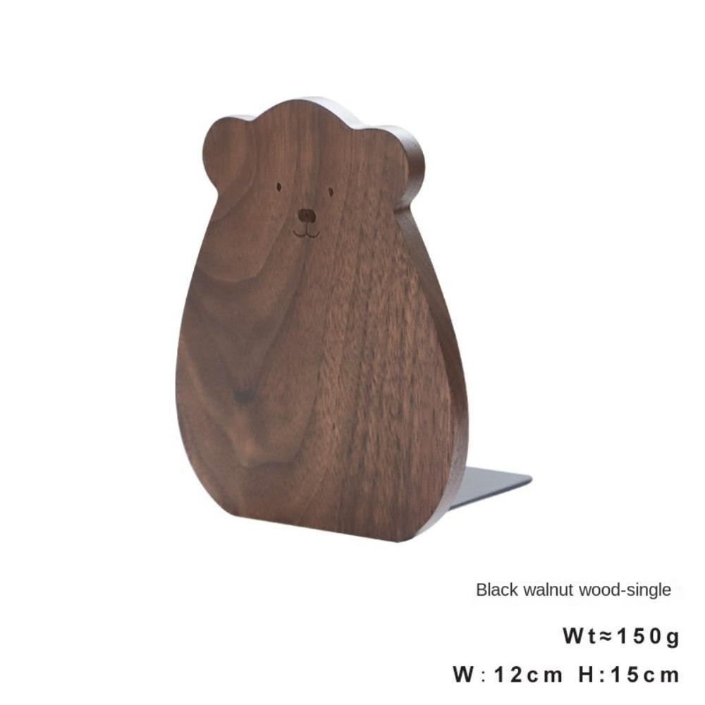 AQUA Bear Wood Bookend, Book Holder Book Organizer Walnut L-Shaped Desk Organizer, เครื่องเขียนน่ารัก L-รูปสัตว์การ์ตูนหมีไม้ Bookend ชั้นวางหนังสือ ราคา ถูกที่สุด ดีลบีเคเค แกลเลอรีภาพที่ 7