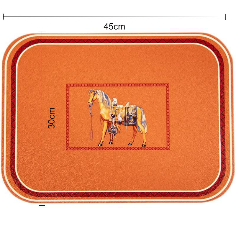 แผ่นรองจานหนัง ป้องกันน้ํา กันน้ํามัน ระดับไฮเอนด์ สไตล์ยุโรปเรโทร สําหรับครัวเรือน