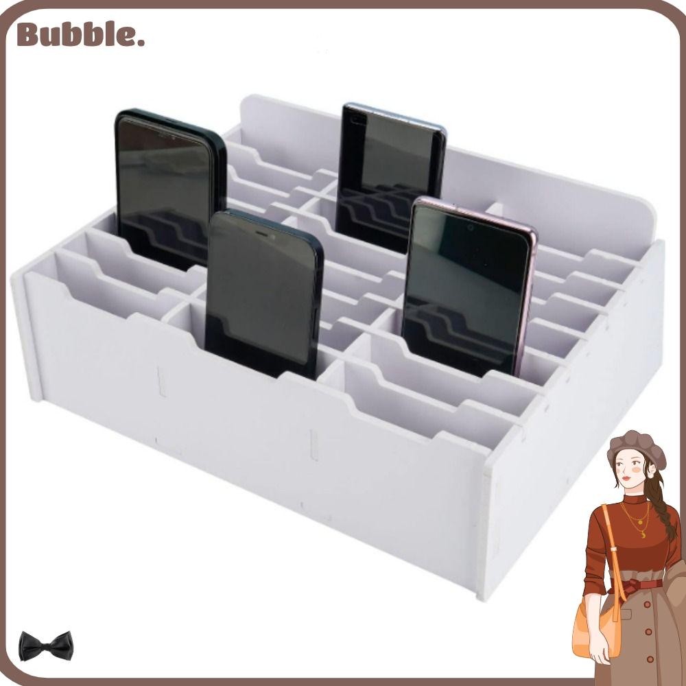 Bubble กล่องลิ้นชักไม้ สีขาว 24 ช่อง สําหรับใส่โทรศัพท์มือถือ ใช้ในออฟฟิศ