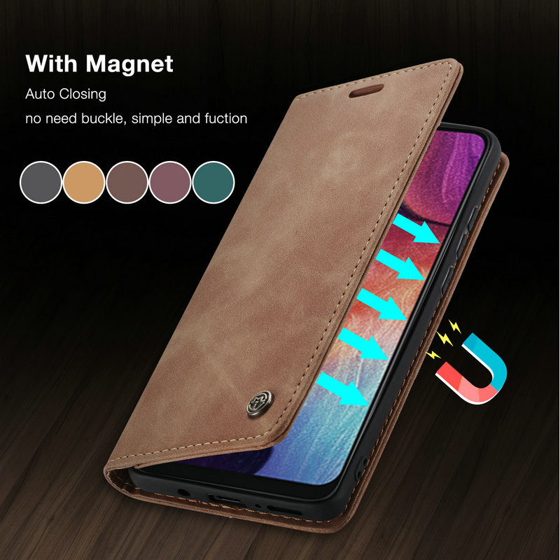 เคสโทรศัพท์หนัง ฝาพับ พร้อมช่องใส่บัตร สไตล์เรโทร สําหรับ Samsung S10 S8 Plus S20 S21 Ultra S10 S9 Plus M31 M51 A72 S21FE A71 A52