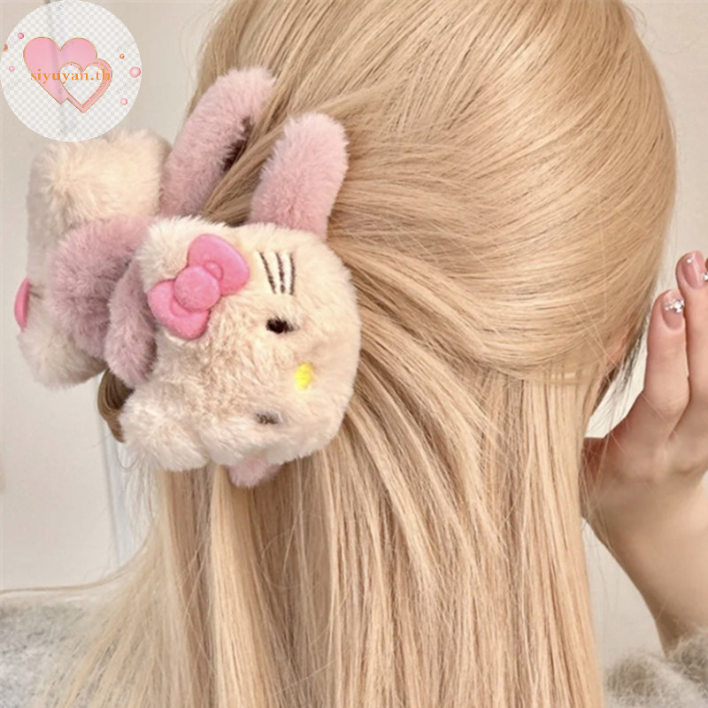 SANRIO Siyuyan กิ๊บติดผม ผ้ากํามะหยี่ขนนิ่ม ลายการ์ตูนอนิเมะ Hello Kitty Y2K สไตล์เรโทร สําหรับเด็กผู้หญิง