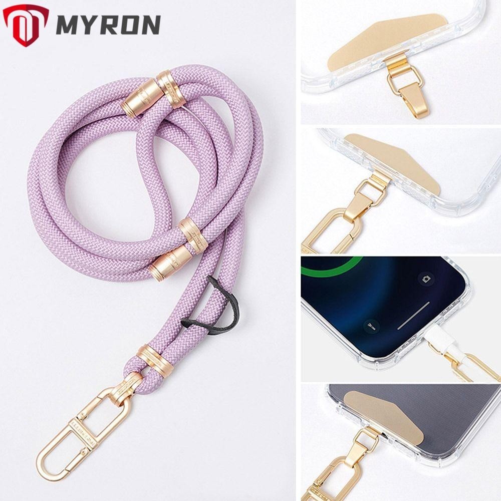 Myron สายคล้องโทรศัพท์ โพลีเอสเตอร์ เชือกป้องกันการสูญหาย แฟชั่น พร้อมคลิปสเตนเลส ปรับได้ พวงกุญแจ