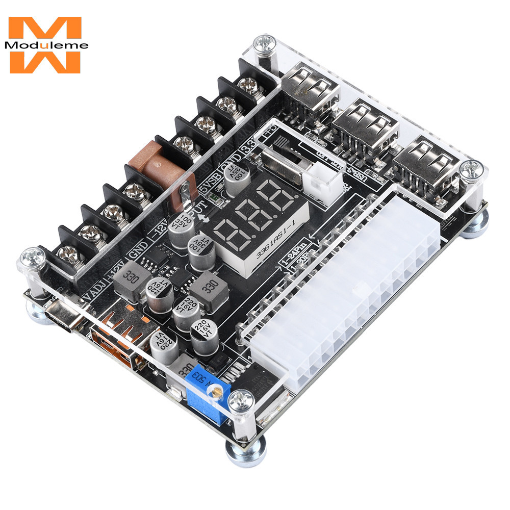 บอร์ดอะแดปเตอร์พาวเวอร์ Atx 20 24 Pin ปรับได้ พร้อมจอแสดงผลดิจิทัล สีแดง สําหรับ Pd2.0 Pd3.0