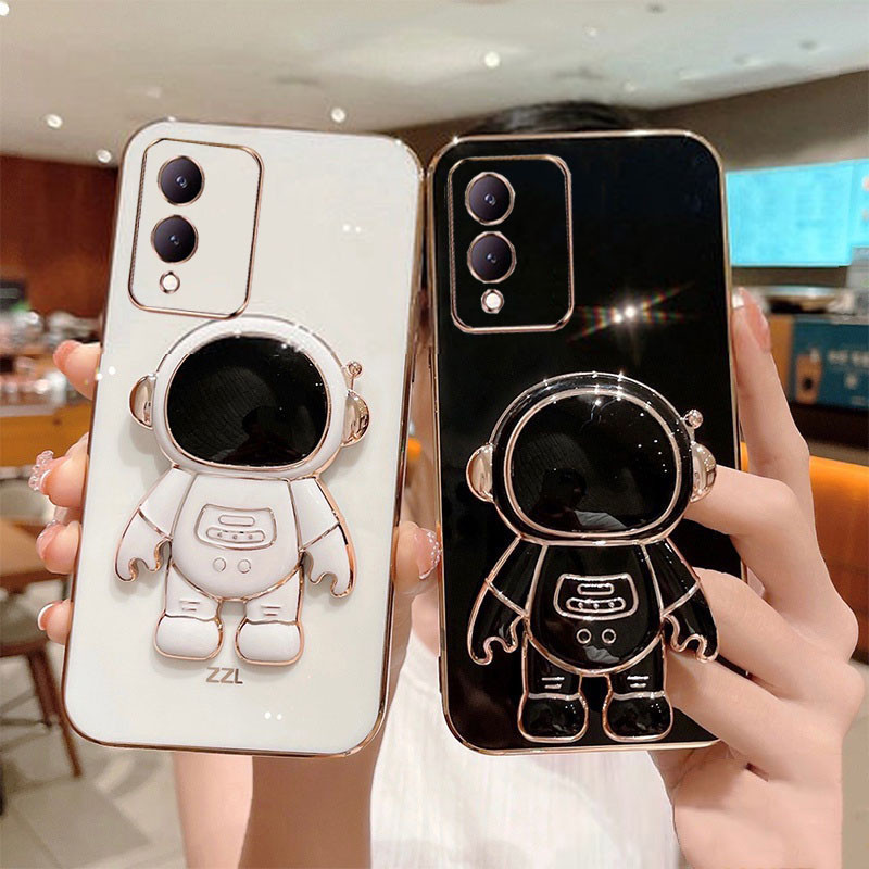 เคส vivo y17s 3D ชุบ นักบินอวกาศ ที่ยึด มัลติฟังก์ชั่น ป๊อปซ็อกเก็ต เคสนิ่ม เคสโทรศัพท์ vivo y17s