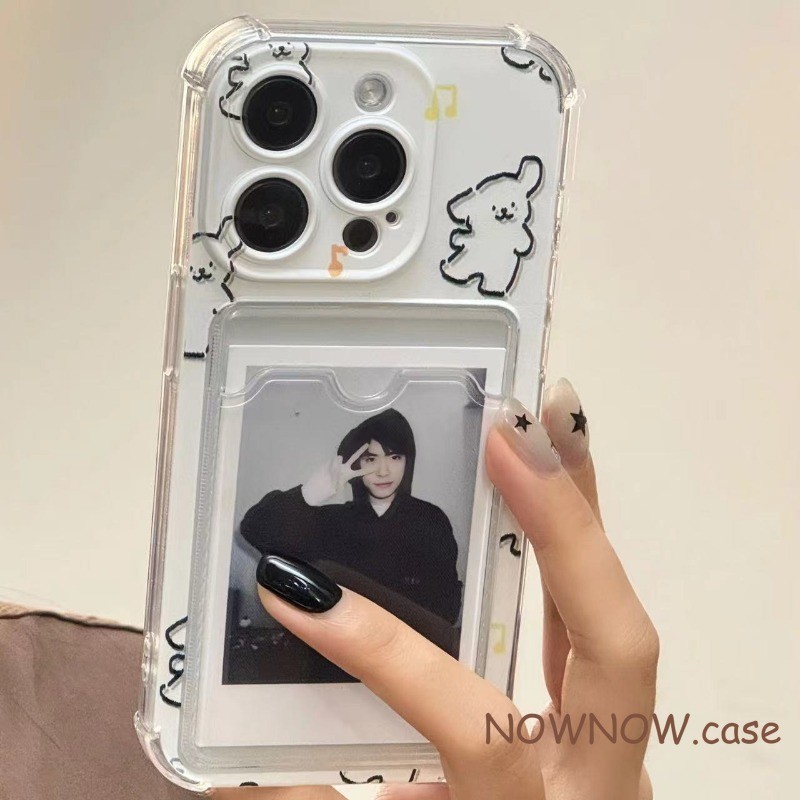 ใช้งานร่วมกับสําหรับ iPhone 16 15 14 PLUS 13 12 11 Pro MAX X XR XS MAX 7 8 PLUS การ์ตูนน่ารักสุนัขเพื่อนคู่กระเป๋าเคสโทรศัพท์สามารถเก็บรูปถ่ายการ์ดขนาดเล็ก ID Card ปกอ่อน - รูปที่ 2