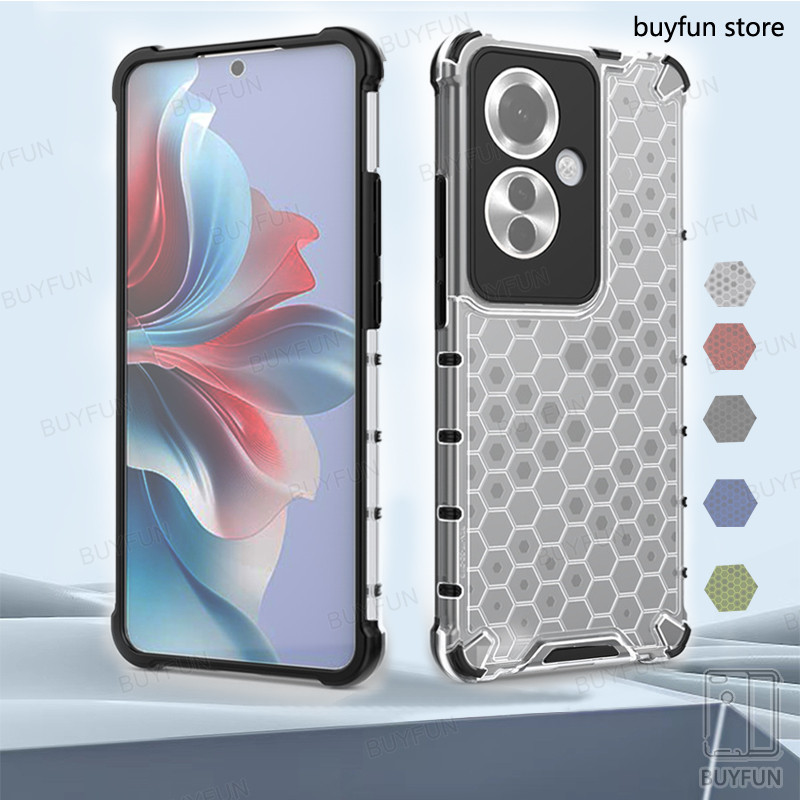 Shockproof Armor Case For Oppo Reno11 F 11f F25 Pro Reno10 Pro+ A58 A54 A58x A78 Transparent Honeycomb Back Cover