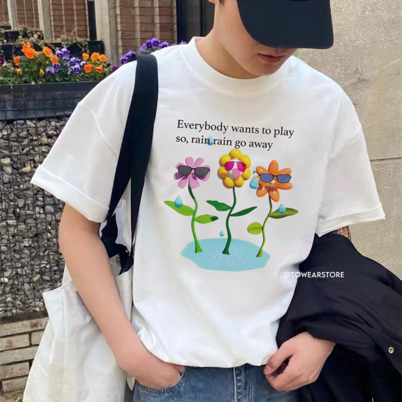 S-5XL ❤️[CMA rib คอ1”] เสื้อยืด oversize ลาย 🧢“Flower🌼” Unisex
