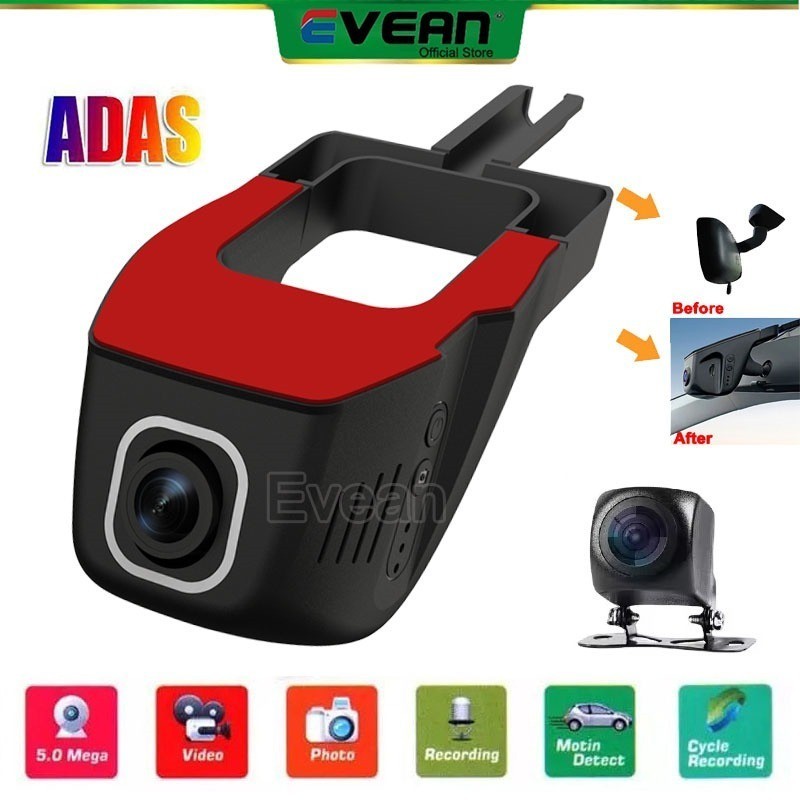 Evean กล้องบันทึกวิดีโอ 4K 2160P USB Wifi DVR 2 เลนส์ เวอร์ชั่นกลางคืน พร้อม ADAS สําหรับเครื่องเล่น Android