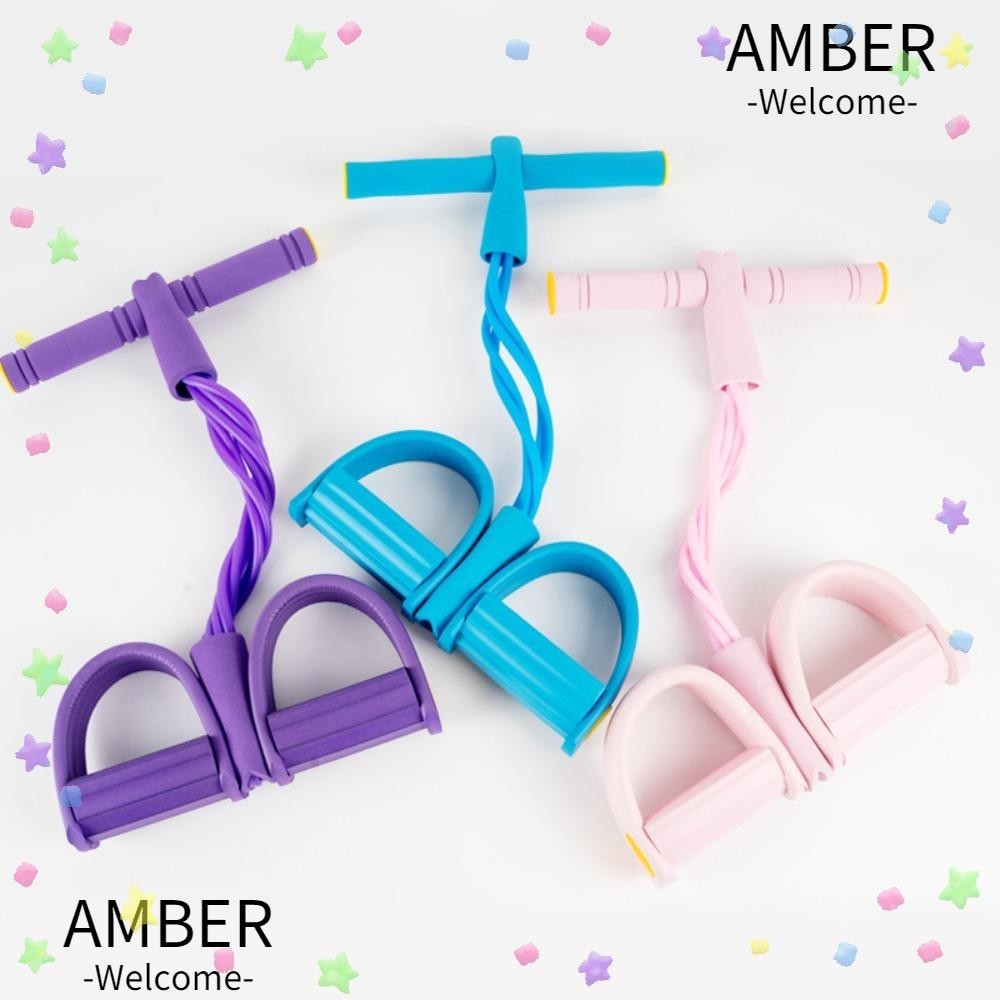 Amber เชือกยางยืดออกกําลังกาย กันลื่น คุณภาพสูง สําหรับออกกําลังกายหน้าท้อง 4 ท่อ