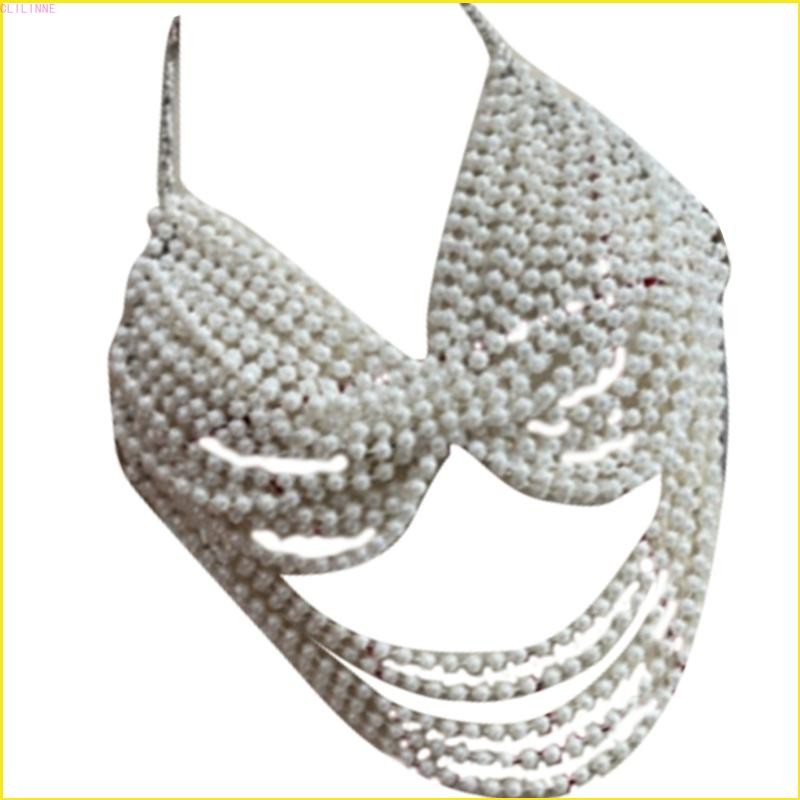 Clili Pearls Layered Body Chains Bra หน้าอกโซ่ Raves Party เครื่องแต่งกาย Body เครื่องประดับ