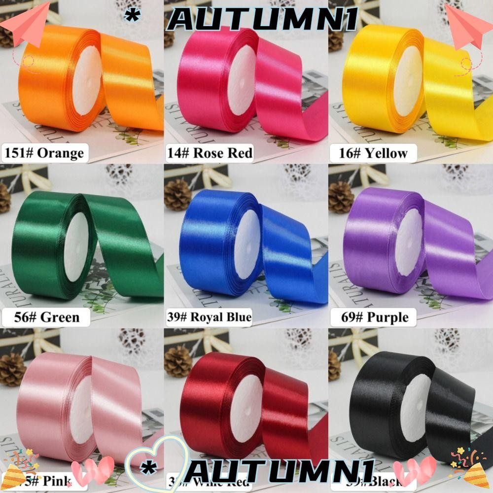 Autumn1 22 เมตร 4 ซม.ผ้าไหมเงาริบบิ้น,สีทึบสีเข้มผ้าไหมซาตินริบบิ้น,ทนทานโพลีเอสเตอร์หัตถกรรมโบว์ DIY ของขวัญห่องานแต่งงานตกแต่ง