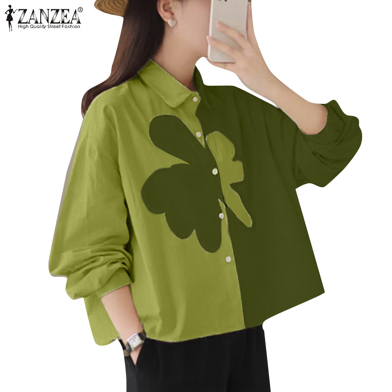 Zanzea เสื้อเชิ้ตแขนยาวทรงหลวมแฟชั่นเกาหลีสําหรับผู้หญิง