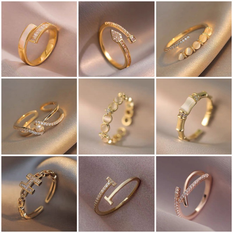 ใหม่แหวนแฟชั่นเกาหลีผู้หญิงพรีเมี่ยมเปิดแหวนที่เรียบง่ายแหวนอุปกรณ์เสริมของขวัญขายส่ง