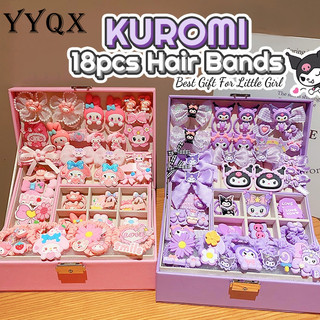 18Pcs Kawaii Kuromi Sanrio Hair Ties Anime Hair Ring Elastic Hair Band for Girl Hair Accessories