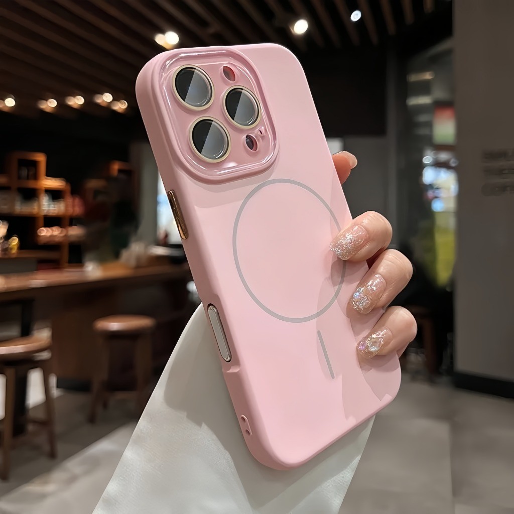 เคสซิลิโคนเหลวหรูหราสําหรับ iPhone 16 15 14 11 12 13 Pro Max Plus ตัวป้องกันกล้องแม่เหล็กฝาครอบกันกระแทก