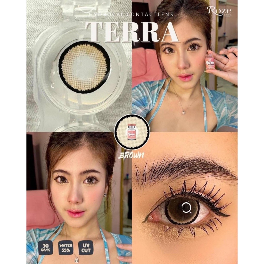🔥คอนแทคเลนส์ Hydrogel 💗ขนาดบิ๊กอาย ใหญ่มาก💗 Terra/Demi (Rozelens) สี Brown/Gray มีค่าสายตา (0.00)-(-10.00) รายเดือน มี อ - รูปที่ 4