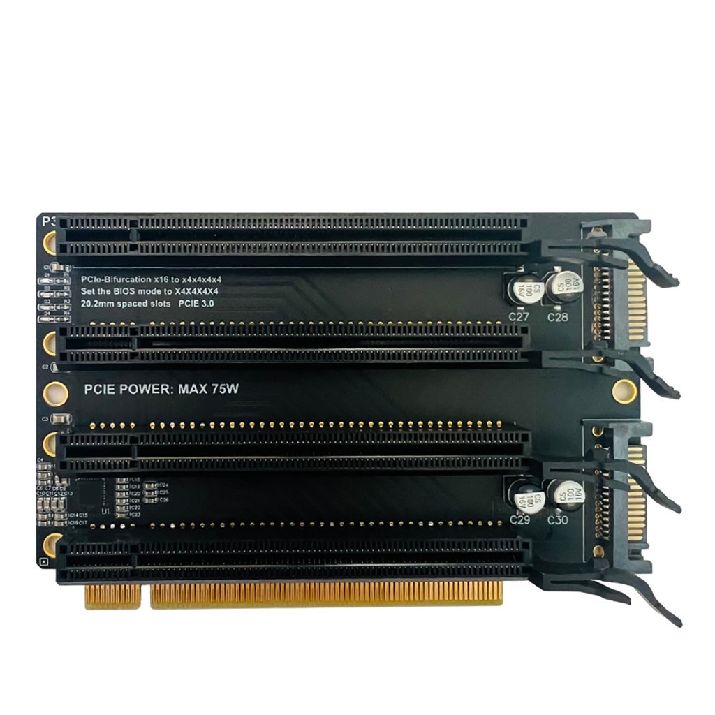 JMT PCIe-Bifurcation x16 ถึง x4x4x4x4 การ์ดขยาย PCI-E PCI-Express 3.0 x16 1 ถึง 4 Gen3 การ์ดอะแดปเตอ